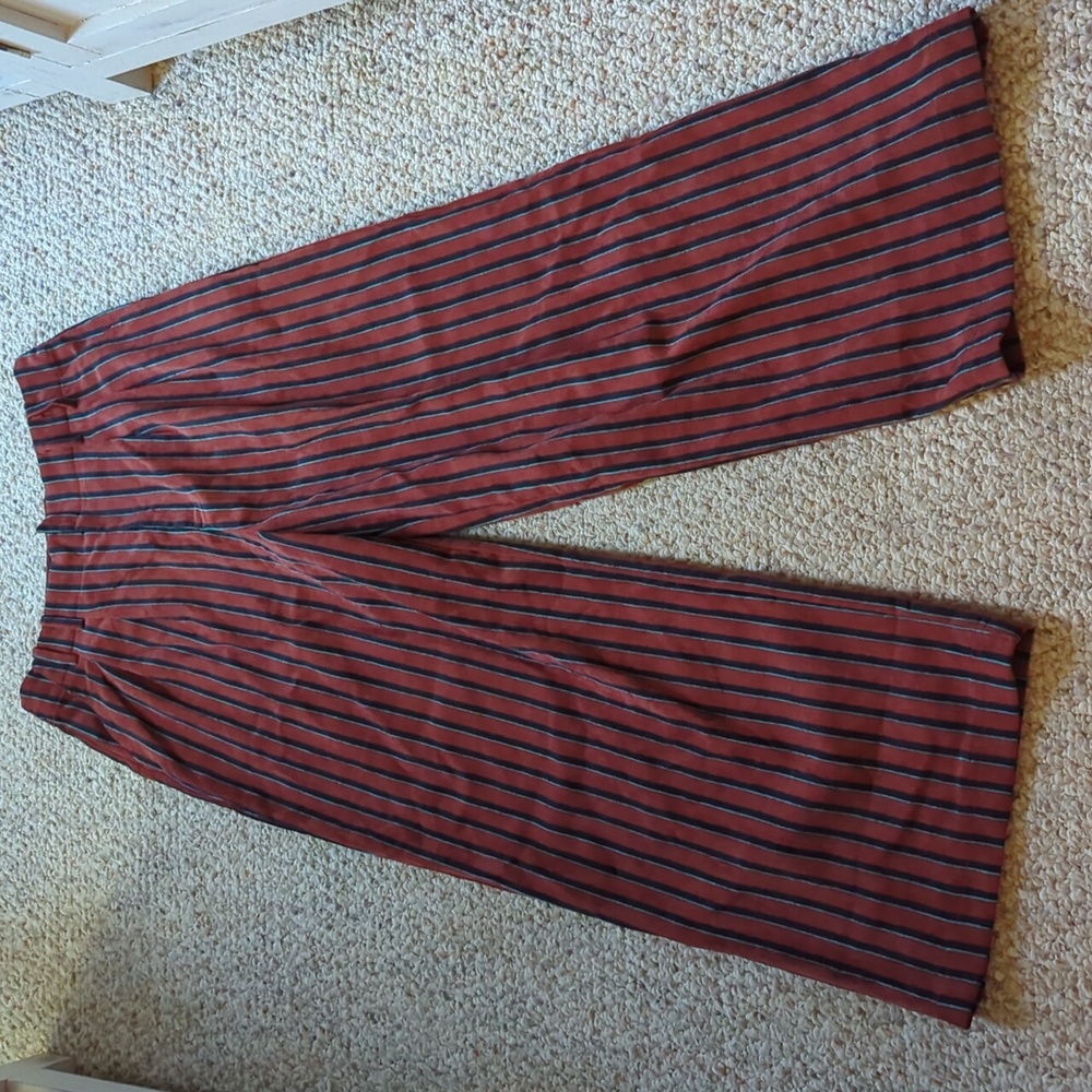 Striped Wide Leg Pants - Red and Black